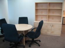  Micro MV 25 Meeting Table On Timber Cross Base. Matching Credenza Overhead Bookcase